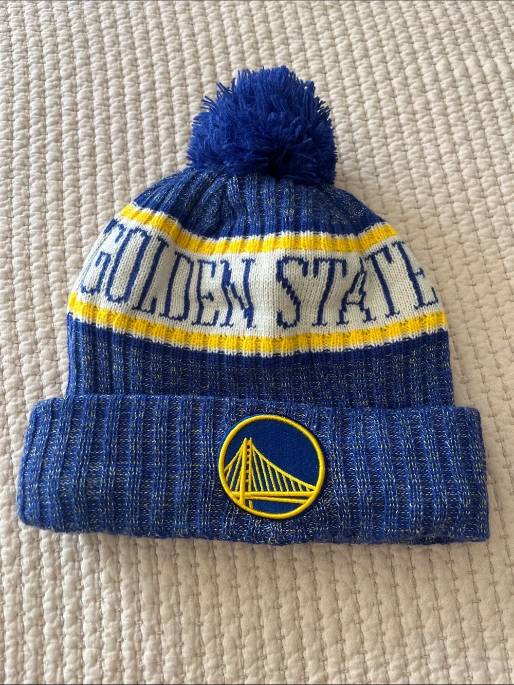 Golden State Warriors- Blue Pom Pom Beanie Knit Hat